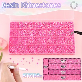 30000Pcs Resin Rhinestones for Bedazzling with 3Pcs B7000 Jewelry Glue, Hot Pink AB Flatback Gems Rhinestones for Crafting, Clothing Tumblers Mugs Shoes Fabric Decor Nail Art