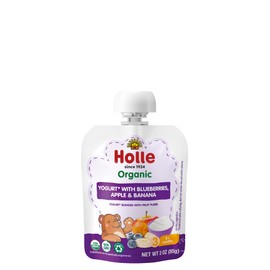 Holle Baby Yogurt Pouches - Organic Yogurt with Blueberry, Apple & Banana Fruit Purée - Drinkable Yogurt Pouches for Kids & Babies 8 Months & Up - (10 Pack) Shelf Stable, Non-Gmo with 0 Sugar Added