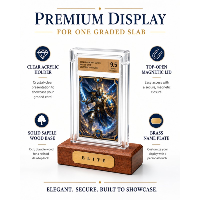 WEIMINLI PSA Acrylic Slab Case, Wood Base Graded Card Display
