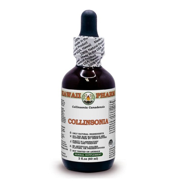 Hawaii Pharm Europe Collinsonia, Stone Root (Collinsonia Canadensis) Dry Root Alcohol-free Liquid Extract Glycerite 60 ml