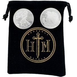 Lot of (2) 1/4 oz Walking Liberty Design Silver Rounds in Heavenly Metals Pouch