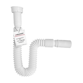 KIRCHHOFF 98836748 Flexible Siphon 1 1/4 Inch x 32 mm White, Length Flexible Extendible 340-800 mm, Drain Hose with Flexible Drain Hose, Plastic Sink Drain for Bathroom