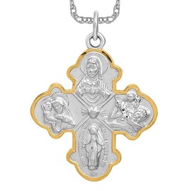 IceCarats 925 Sterling Silver Four Way Holy Cross Religious Medal Necklace Christian Pendant Scapular Charm 36mm x 35mm Only