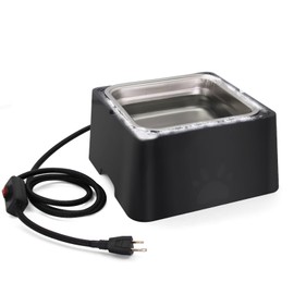 Large Heated Water Bowl for Outdoor Pets - 3.5L Outside Animal Waterer With Removable Stainless Bowl, No Freeze Dish for Dog, Cat, Rabbit, Chicken, Poultry, Squirrel