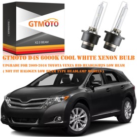 GTMOTO for 2009 2010 2011 2012 2013 2014 2015 2016 Toyota Venza HID Headlights D4S Bi Xenon Bulbs, 90981-20024 OEM 35W D4SC1, 6000K Bright White Projector Lights Direct Replacement, 2-Pack