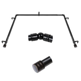 Bay Window Curtain Rods, HOTOZON 7/8 Inch Heavy Duty Curtain Rods for Bay Windows 48-84 Inch(Center Rod), 32-58 Inch Side Rods for Windows, Black, Decorative Drapery Rod with End Cap Finials