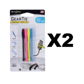 Gear Tie Cordable Twist Ties, Assorted Colors, 3-In., 4-Pk.