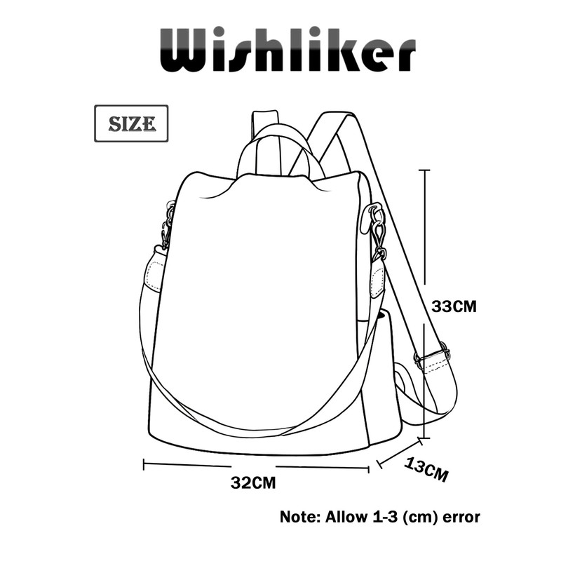 Wishliker Women's Backpack, Anti-Theft, Waterproof, Multifunctional School Bags, B-red circle,