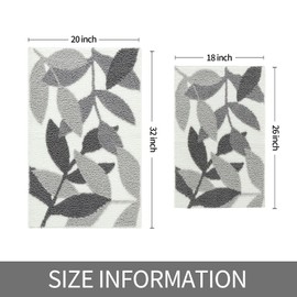 Gibelle Grey Bathroom Rug Set, Non-Slip Strong Water Absorbent Plush Microfiber Bath Mat Set, Machine Washable Cute Bathroom Shower Floor Mat Indoor Doormat 2 Piece (18"x26"+18"x26")