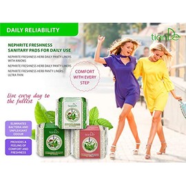 TianDe 61921 25 Un, Women's Jade Fresh Herbal Based, Super Thin Panty Liners, Protection of Women's Health