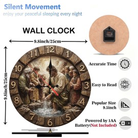 Lancholy 10-Inch Silent Wooden Wall Clock, Jesus Christ Wall Clock Religious Resin Sculpture Home Decor ” Silent Non-Ticking Clock, Battery Operated (AA Batteries Not Included), Artistic Home Decor