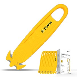 Safety Box Cutter of Stainless Steel Blade, Safety Utility Cutter for Cut Carton and Package , 10pcs