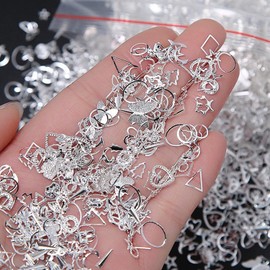 500Pcs Silver Nail Charms for Nails Art Kit Alloy Star Nail Rhinestones 3D Nail Charms and Gems Metal Nail Studs Bow Nail Jewels for Nail Art Supplies Manicure Craft DIY Acrylic Nails Accessories