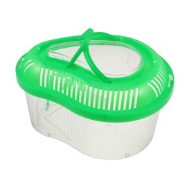 Mipcase Small Green Plastic Reptile Terrarium with Lid and Handle Ventilated Water Turtle Tank Sunbathing Platform Handy Carry Pet Carrier for Fish Gecko Hamster Turtle Transport Box