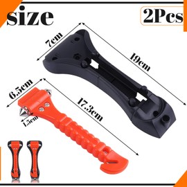 RONGZUBAT Nothammer Auto, Notfallhammer mit Gurtschneider, Notfall Hammer für Auto, Sicherheitshammer Auto, Rettungshammer mit Halterung, Car Safety Hammer, Fensterbrecher, Glasbrecher (L-2er)