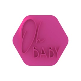 LissieLou Oh Baby Cookie Stamp Baby Shower or Gender Reveal Party Icing Fondant Embosser - Light Pink