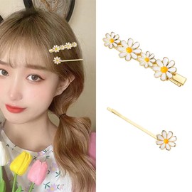 Daisy Flower Hair Clips for Women Flower Bobby Pins for Women's Hair Accessories for Girls Flower Hair Barrette Clips for Women Daisy Duckbill Hair Clips for Women Flower Hair Pins for Wedding