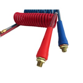 Road King Truck Parts Coiled Air Set Line Assembly Red & Blue Truck Trailer Set with Dura-Grips, 15' Length; 2 X 12 Leads