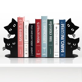 Cat Bookends Desktop Bookshelf Sturdy and Non-Toppling Desktop Organization Office Supplies Storage (Cat)