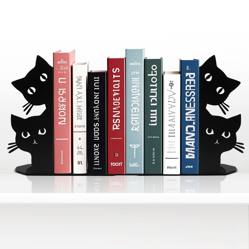Cat Bookends Desktop Bookshelf Sturdy and Non-Toppling Desktop Organization Office