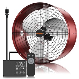 Windigaga 15'' Gable Vent Fan with Thermostat & Remote Control, 1800 CFM Attic Fan, 70 Watts, Up to 2500 Sq Ft, 3 Speeds, 18-Hour Timer, Plug & Play, Auto On/Off Based on Temperature