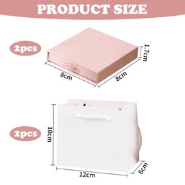 NYGGTYK Pack of 2 Pink Jewellery Gift Box, 2 Pieces White Gift Bag, Jewellery Box, Simple and Fashionable Necklace, Multifunctional Class Small Storage Box, Jewellery Gift Box, pink, 1 pc (pack of 1)
