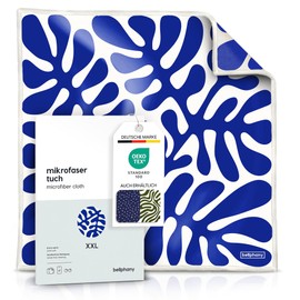 Bellphany XXL Cleaning Cloth for Glasses 30 x 30 cm Microfibre Optical Quality for Cleaning Glasses, Smartphone, Camera, Botanical