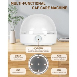 Cap Care Machine, Automatic Cap Cleaner with Steam and Dry, All in One Hat Care Machine, Hat Shaper for Bucket Hat Baseball Cap, Bucket Hats, Restore Misshapen Hat Shaper, Easy to Use
