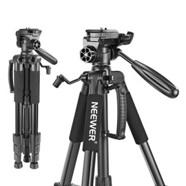 Neewer - Trípode portátil de Aluminio de 142 centímetros con Cabeza giratoria de 3 vías, Bolsa para cámara réflex Digital (DSLR), Carga hasta 4 kilogramos, Color Negro (SAB234)