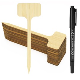 KINGLAKE 50 Pcs Bamboo Plant Labels,7 Inch Tall Plant Tags Labels,Nursery Garden Labels Markers Tags for Plants Outdoor Garden Waterproof Plant Name Tags with Marking Pen