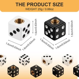 8 Pcs Dice Tire Valve Stem Caps Dice Tire Air Valve Stem Caps 4 White and 4 Black Dice Style air Valve Caps Waterproof Airtight Car Wheel Tire Air Caps for Cars SUV Trucks Bikes Motorcycles Bicycles