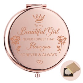 Gifts for Best Friend, To My Beautiful Girl Rose Gold Compact Mirror for Purses Gifts for Her, Best Friend Birthday Gifts, Anniversary Christmas Friendship Gifts for Women Girlfriend Sisters Daughter