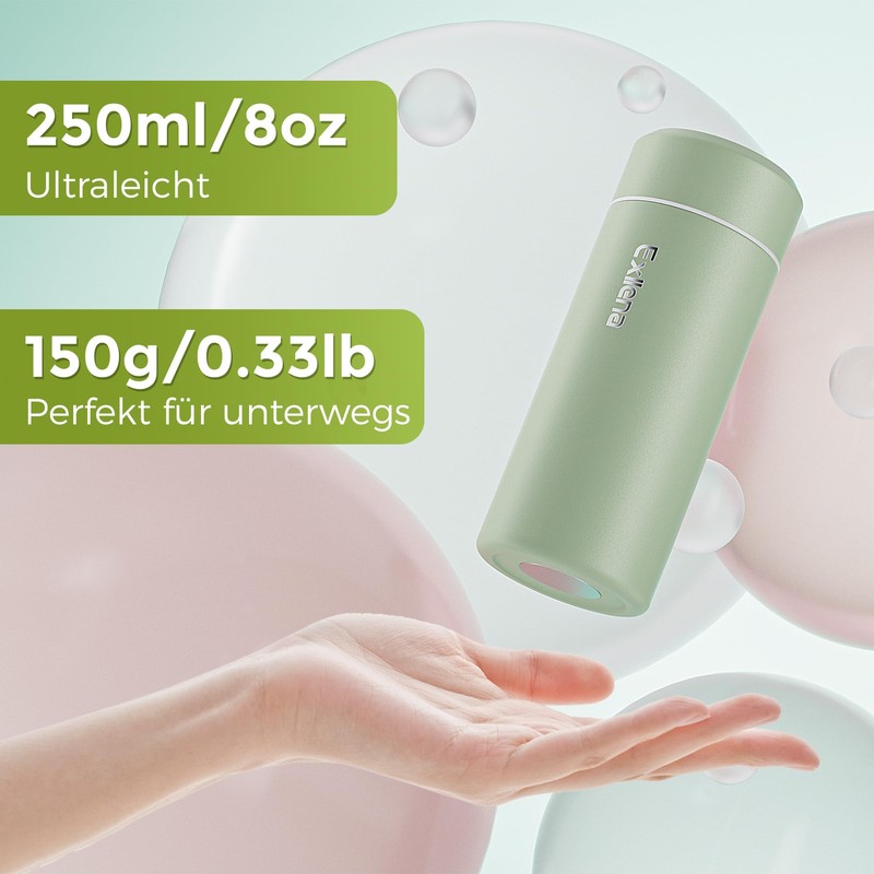 Exllena Mini Thermos Flask 250 ml with Stainless Steel Lid,