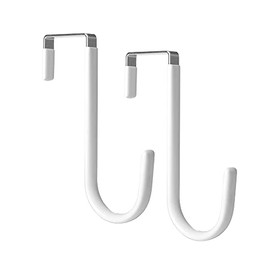 Over Door Hooks Over Door Hangers 2Pcs Dipping Plastic Rustproof with Anti-Scratch ThickeningFits Under 3.7 cm Door Widths as Over Cabinet Hooks, Christmas Xmas Wreath Hanger, Coat Hook(White)