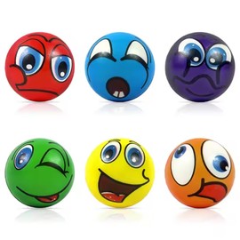 Funny Face Squeeze Stress Balls, 6pcs Stress Relief Ball, Sensory Stress Ball for Kids and Adults, Hand Exercise Stress Relief Balls, Squeeze Toys for Anxiety, Fidget, Tension, Manage Anger