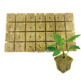 WANGSHIQI Rockwool Cubes,28Pack Rock Wool Planting Cubes with Holes,Rockwool Grow Used to Promote Vigorous Plant Reproduction,Cutting,Cloning and Seed Hydroponic Growth Medium (28)