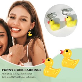 EIELO 30 Pairs Weird Cute Funny Earrings Gummy Bear Duck Clip On Earrings for Women Aesthetic Earrings Food Animal Earrings Set