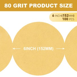 BELINOVA PSA Sanding Discs 80 Grit Sandpaper Discs 6 Inch 100PCS Sand Paper Discs for Sander DA Sander Orbital Sander Aluminum Oxide Self Stick Sanding Paper for Wood Metal Car Paint Drywall