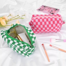Unbranded NEW - WICKED Makeup Bags - Set of 2 Checkered Green and Pink - Elphaba Glinda