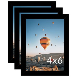 JCJMY 4x6 Picture Frame Set of 3 Black for Wall Hanging or Tabletop, Wall Mounting Horizontally or Vertically, 4 x 6 Wall Photo Frame with Shatter Resistant Plexiglass, 3 Pack,Black