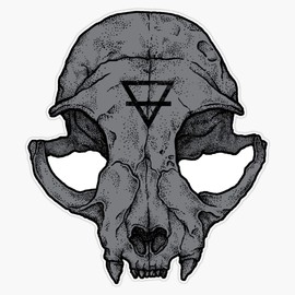 Leyland Designs Cat Skull Sticker Outdoor Rated Vinyl Sticker Decal for Windows, Bumpers, Laptops or Crafts 5"