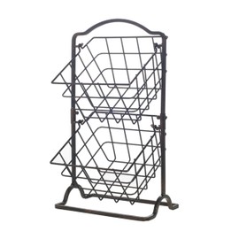 Gourmet Basics by Mikasa General Store 2-Tier Metal Countertop Fruit Storage Basket, Antique Black