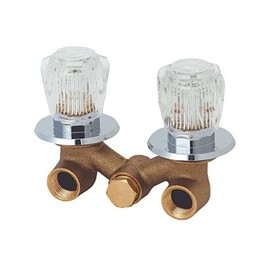 Mueller Shower Faucet, Brass, Cartridge Valve, 2-Handle, 3-3/8" Center Distance, Meets A112.18.1M