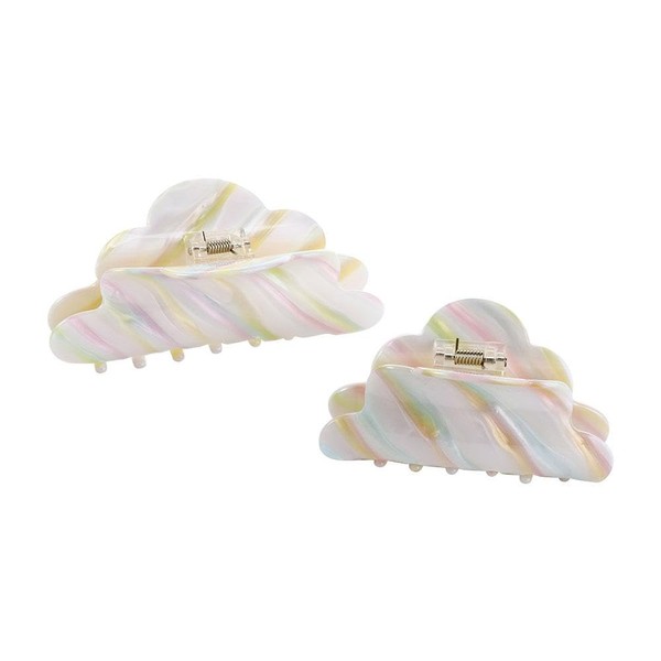 2 Pcs Hair Claw Clips, Rainbow Stripe Cloud Shape Acetate