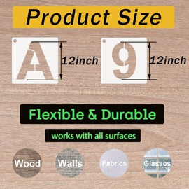 DZXCYZ Alphabet Letter Stencils 12 Inch, 36 Pcs Reusable Plastic Letter Numbers Templates, Art Craft Stencil for Painting on Wood, Wall, Glass, Fabric, Rock, Signage
