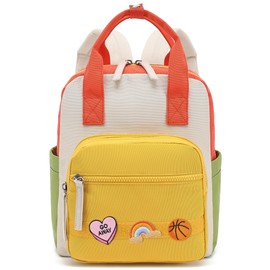 CAMTOP Kids Backpack for School Backpacks for Girls Boys Toddler Preschool Elementary Mini Bag 12" H, Beige Yellow