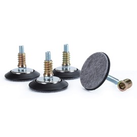 Furniture Levelers - Adjustable Leveling Legs for Tables Chairs Cabinets - 2.5" Diameter Base with 4 Felt Pads, 3/8"-16 Thread- S/S Polished Chrome ( 4 Pack )