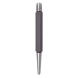 Starrett Steel Center Punch with Square Shank and Knurled Finger Grip - Hardened and Tempered, 4-1/4" Length, 5/32" Diameter Tapered, 3/8" Square Thickness - 264E