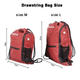 FULFUN Drawstring Basketball Backpack Sports Gym Bag With Shoe Compartment and Two Water Bottle Holder (Red, M)