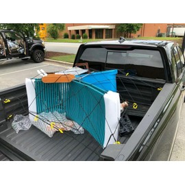 EACCESSORIES EA Cargo Net Bed Tie Down Hooks for Jeep Gladiator Compact Size 60"x78" – Mesh Bed Cargo Net for Pickup – Premium Mesh Elastic Car Truck Organizer – Compatible with Jeep Gladiator